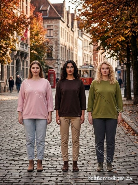 Mikina dlouhý rukáv dámská nadrozměr (46/48/50 ONE SIZE) ITALSKÁ MÓDA IM4260298