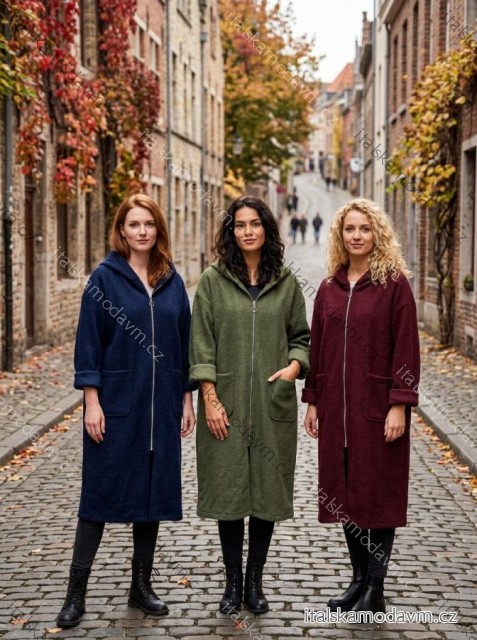 Bunda dlouhá dlouhý rukáv na zip dámská nadrozměr (48/50/52 ONE SIZE) ITALSKÁ MÓDA IM4260302