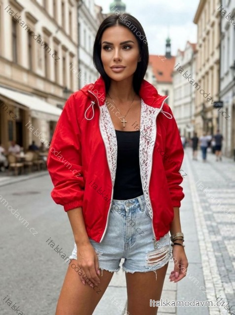 Bunda krátka tenká dlhý rukáv dámska (S/M/L ONE SIZE) TALIANSKA MÓDA IMWGG26002/DUR S/M/L červená