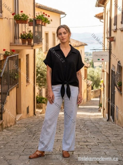Košeľa krátký rukáv dámska (S/M/L ONE SIZE) TALIANSKA MÓDA IMC260150/DUR S/M/L čierna