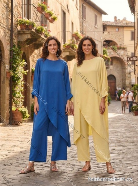 Komplet tunika oversize krátký rukáv a kalhoty dámsky MALIA nadrozměr (46/48/50 ONE SIZE) TALIANSKÁ MÓDA IMWTM2600014/DUR 46/48/50 modrá kráľovská