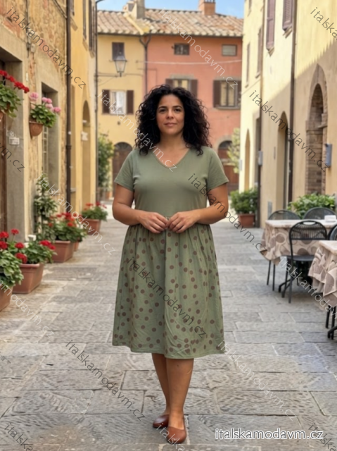 Šaty letné voľnočasové krátky rukáv dámske nadrozmer (54/56/58 ONE SIZE) TALIANSKA MÓDA IM426221/DUR