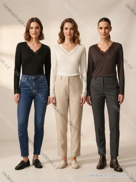Tričko s krajkou dlhý rukáv dámske (S/M/L ONE SIZE) TALIANSKA MÓDA IMPDY2666117/DUR