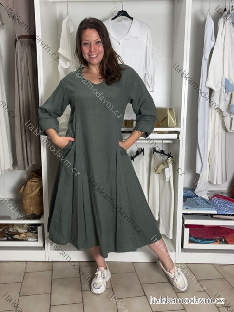 Šaty dlouhý rukáv dámske (S/M/L ONE SIZE) TALIANSKA MÓDA IMPLO2626A175/DUR