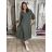 Šaty dlouhý rukáv dámske (S/M/L ONE SIZE) TALIANSKA MÓDA IMPLO2626A175/DUR S/M/L zelená khaki