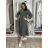 Šaty dlouhý rukáv dámske (S/M/L ONE SIZE) TALIANSKA MÓDA IMPLO2626A175/DUR S/M/L zelená khaki