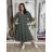 Šaty dlouhý rukáv dámske (S/M/L ONE SIZE) TALIANSKA MÓDA IMPLO2626A175/DUR S/M/L zelená khaki