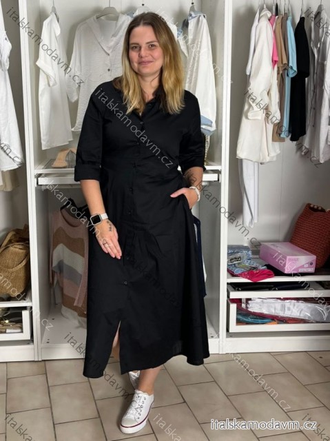 Šaty dlhé košilové  dlouhý rukáv dámske EUGENIE  (S/M/L ONE SIZE) TALIANSKA MÓDA IMSM26000034/DUR