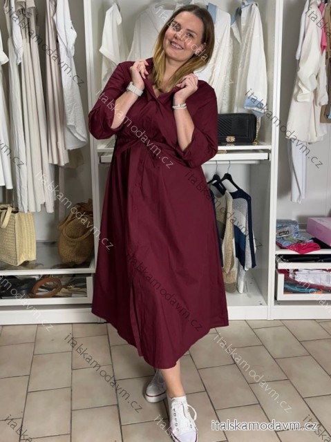 Šaty dlhé košilové  dlouhý rukáv dámske EUGENIE  (44/46/48 ONE SIZE) TALIANSKA MÓDA IMSM26000034/DUR