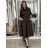 Šaty dlhé košilové 3/4 dlouhý rukáv dámske KLEO (S/M/L ONE SIZE) TALIANSKA MÓDA IMSM2600018/DUR S/M/L tmavě šedá