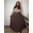 Sukňa skladaná dlhá s opaskom dámska nadrozmer MARISA (52/54/56/58 ONE SIZE) TALIANSKA MÓDA IM4260315/DUR 54/56/58 zelená khaki