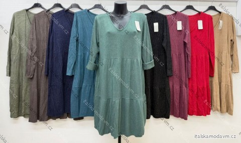 Šaty voľnočasové teplé dlhý rukáv dámske nadrozmer (52/54/56 ONE SIZE) TALIANSKA MÓDA IM425850