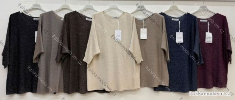 Sveter pletený 3/4 dlhý rukáv dámsky nadrozmer (54/56/58 ONE SIZE) TALIANSKA MÓDA IM426277