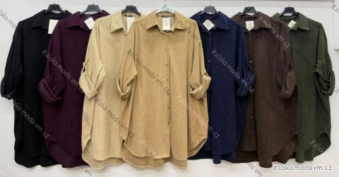 Košeľa predĺžená 3/4 dlhý rukáv dámska nadrozmer (54/56/58 ONE SIZE) TALIANSKA MÓDA IM426289