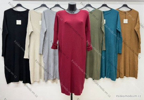 Šaty teplé dlhý rukáv dámske nadrozmer (50/52/54 ONE SIZE) TALIANSKA MÓDA IM426285