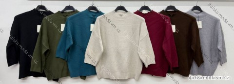 Sveter úpletový so stojačikom 3/4 rukáv dámsky OVERSIZE (S/M/L ONE SIZE) TALIANSKA MÓDA IM4260341