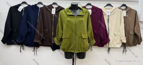 Mikina s kapucňou na zips dlhý rukáv dámska nadrozmer (52/54/56 ONE SIZE) TALIANSKA MÓDA IM4260319