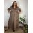 Šaty dlhé košilové  dlouhý rukáv dámske EUGENIE  (S/M/L ONE SIZE) TALIANSKA MÓDA IMSM26000034/DUR <div>
<p>2XL / 3XL</p>
</div> vínová