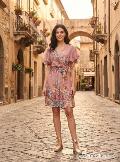 Šaty letné krátky rukáv šifonové dámske (S/M ONE SIZE) TALIANSKA MÓDA IMM2628304/DUR