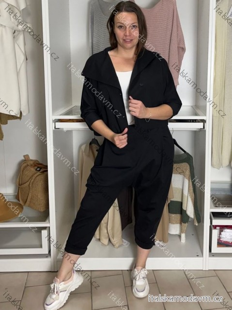 Sako elegantní dlouhý rukáv dámské (42/44/46  ONE SIZE) TALIANSKA MÓDA IMPSS268593/DUR  čierna