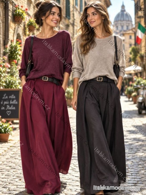 Sveter úpletový dlhý rukáv dámsky VIGGA (S/M/L ONE SIZE) TALIANSKA MÓDA IMSM26700/DUR  vínová