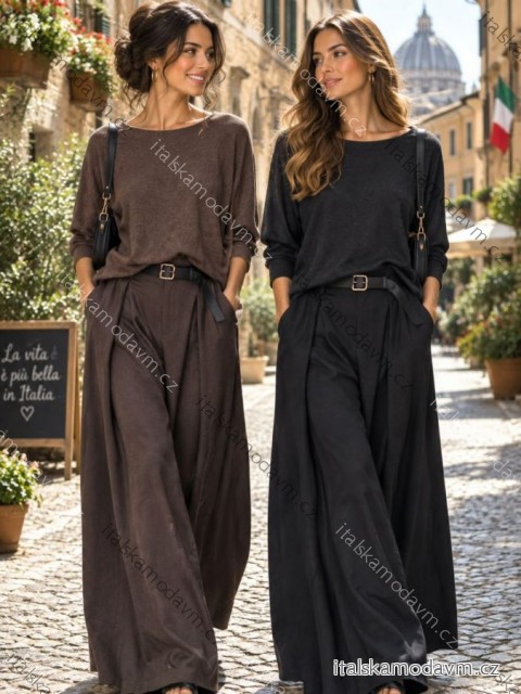 Nohavice elegantní s opaskom dámske ETTODI (S/M/L ONE SIZE) TALIANSKA MÓDA IMSM26701/DUR