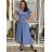 Šaty dlouhé letní krátký rukáv dámské (S/M/L ONE SIZE) ITALSKÁ MÓDA IM425MARIA-M/DU S/M/L tmavě modrá