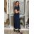 Šaty dlouhé letní krátký rukáv dámské (S/M/L ONE SIZE) ITALSKÁ MÓDA IM425MARIA-M/DU S/M/L tmavě modrá