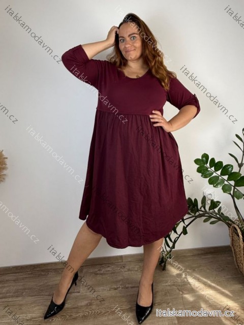 Šaty voľnočasové 3/4 dlhý rukáv dámske nadrozmer (48/50/52 ONE SIZE) TALIANSKA MÓDA IM426261/DUR
