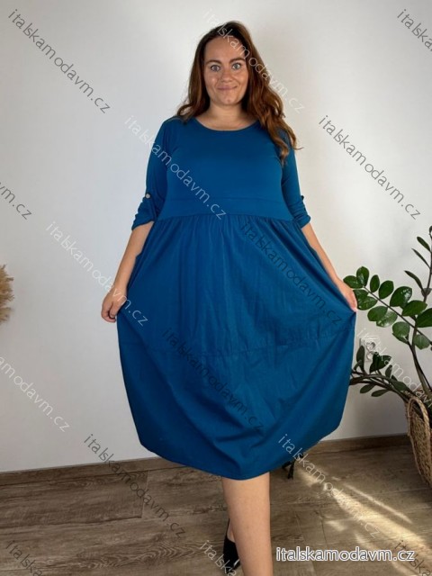 Šaty voľnočasové s vreckami 3/4 dlhý rukáv dámske nadrozmer (46/48/50 ONE SIZE) TALIANSKA MÓDA IM426296
