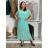 Šaty dlhé šifónové spoločenské elegantný krátky rukáv dámske (S/M/L ONE SIZE) TALIANSKA MÓDA IMD25145/DUR S/M/L svetlo mintová