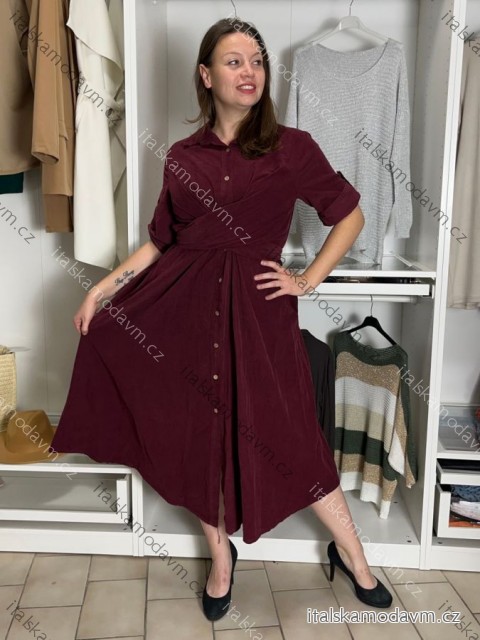 Šaty dlhé košilové 3/4 dlouhý rukáv dámske KAJETANA (S/M/L ONE SIZE) TALIANSKA MÓDA IMSM2600019/DUR