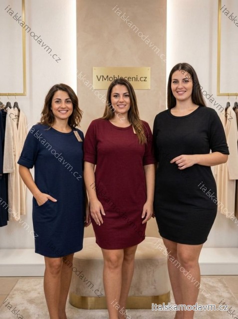 Šaty voľnočasové bavlnené krátky rukáv dámska nadrozmer CARLA (48/50/52 ONE SIZE) TALIANSKA MÓDA IM3261253/DUR