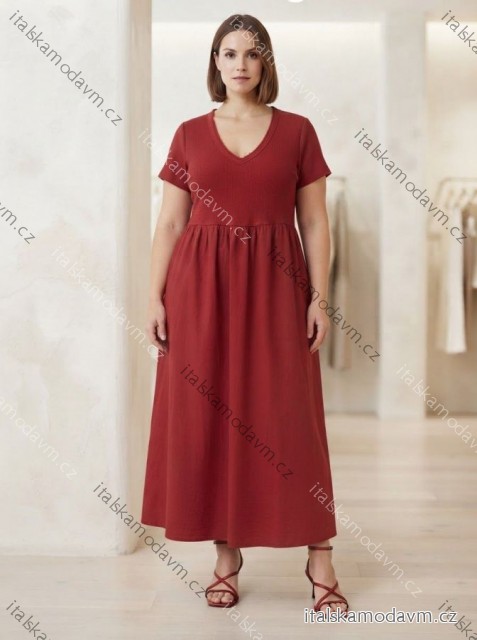 Šaty volnočasové krátky rukáv dámske nadrozmer (44/46/48 ONE SIZE) TALIANSKA MÓDA IM4263562/DUR