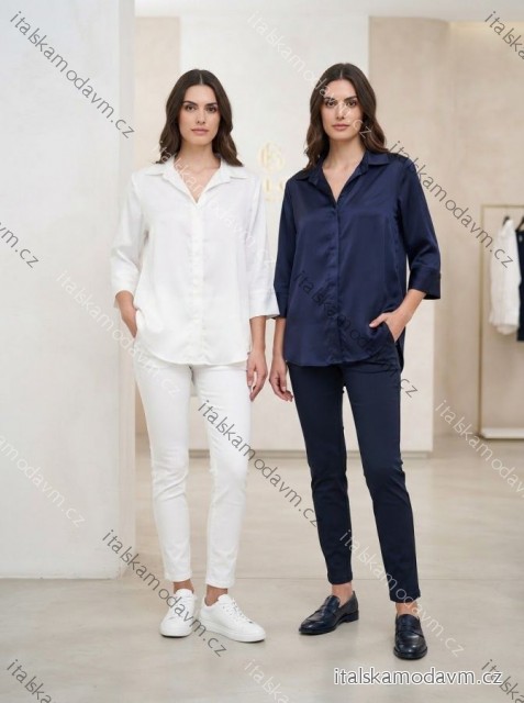 Košeľa saténová dlhý rukáv dámske (S/M/L ONE SIZE) TALIANSKA MóDA IM3261515/DUR