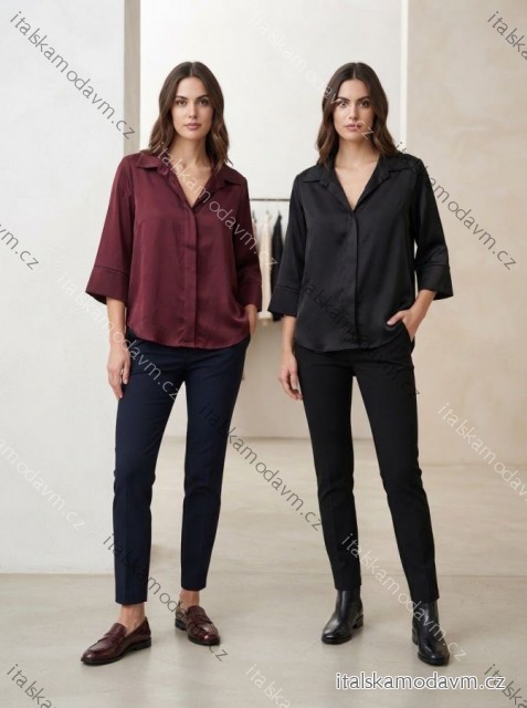 Košile saténová dlouhý rukáv dámské (S/M/L ONE SIZE) ITALSKá MóDA IM3261515/DUR S/M/L vínová