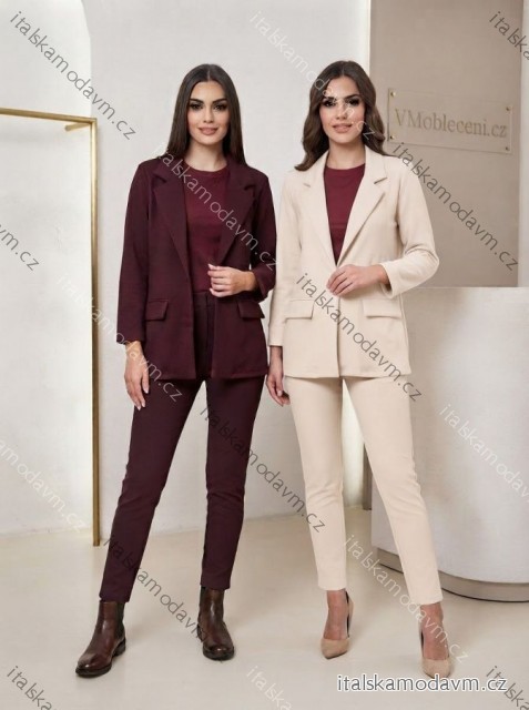 Sako elegantní dlouhý rukáv dámské (S/M/L ONE SIZE) ITALSKá MóDA IM326021/DUR S/M/L vínová