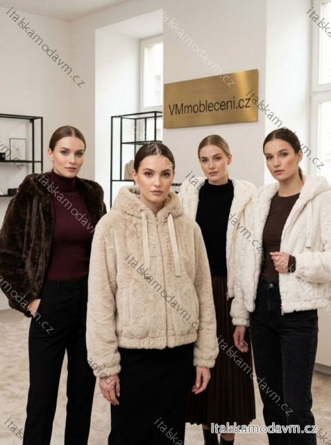 Bunda bomber teddy dlouhý rukáv dámská (S/M/L ONE SIZE) ITALSKÁ MÓDA IMC261009/DUR S/M/L bílá
