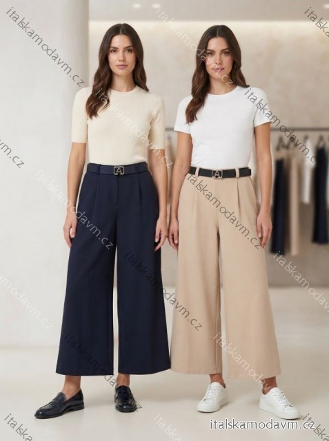 Nohavice elegantné oversize dlhé so širokou nohavicou s opaskom dámske (S/M/L ONE SIZE) TALIANSKA MODA IM3262969/DUR