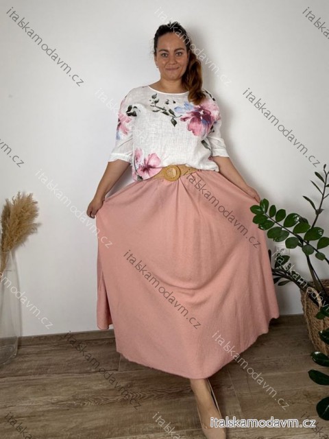 Sukňa dlhá s opaskom dámska nadrozmer MAURINA (48/50/52 ONE SIZE) TALIANSKA MÓDA IM426122/DUR  ružová