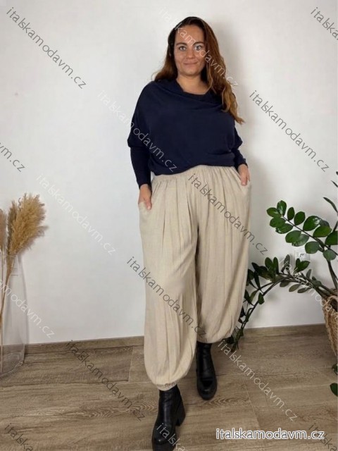 Kalhoty elegantní široké dámské nadrozměr (46/48/50 ONE SIZE) TALIANSKA MÓDA IMPMNC2626100/DUR
