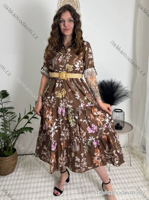 Šaty dlhé košeľové 3/4 dlhý rukáv dámske (S/M/L ONE SIZE) TALIANSKA MÓDA IMM267662/DR