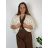 Cardigan krátký na knoflík dlhý rukáv dámsky nadrozměr (46/48/50 ONE SIZE) TALIANSKA MÓDA IMWBR26001/DUR 46/48/50 béžová