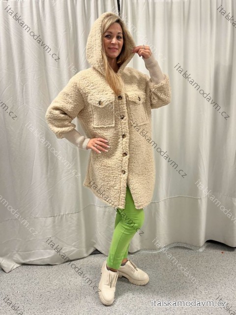 Kabát baránkový na gombíky dlhý rukáv dámsky (S/M/L ONE SIZE) INDICKÁ MÓDA IMWBC26003/DUR