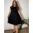 Šaty oversize letní krátký rukáv dámské nadrozměr ISABEL (48/50/52 ONE SIZE) ITALSKÁ MÓDA IM425023/DU černá 48/50/52