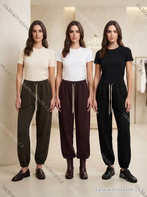 Kalhoty/Tepláky máslové dámské (S/M/L ONE SIZE) ITALSKá MóDA imc261007/DUR S/M/L vínová
