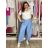 Kalhoty dlouhé elegantní dámské JITKA (S/M/L ONE SIZE) ITALSKÁ MÓDA IM426070/DU S/M/L středně modrá