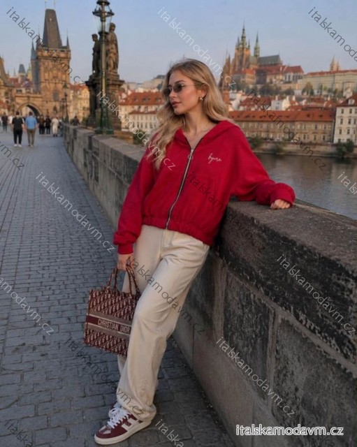 Mikina s kapucňou na zips dlhý rukáv dámska nadrozmer (44/46/48 ONE SIZE) TALIANSKA MÓDA IMD26117