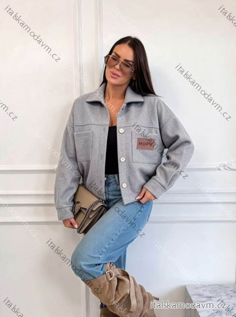 Bunda slabá dlouhý rukáv dámská nadrozměr (46/48/50 ONE SIZE) ITALSKÁ MÓDA IMD26121