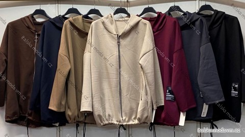 Mikina teplá s kapucňou na zips dlhý rukáv dámska nadrozmer (54/56/58 ONE SIZE) TALIANSKA MÓDA IMC26304